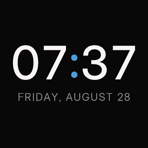 Clock app: 07:37, Friday, August 28