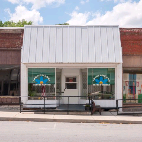 Rural app: a small-town storefront, the Forget-Me-Not Senior Center